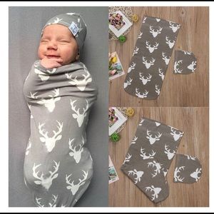 New baby swaddle & hat set